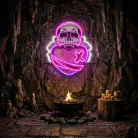 Skull Heart LED Neon Sign Light Pop Art