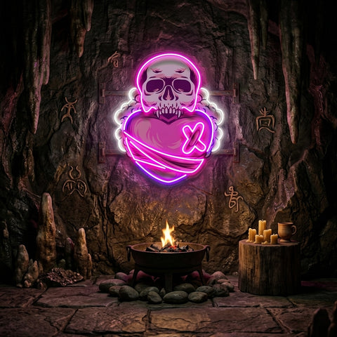 Skull Heart LED Neon Sign Light Pop Art
