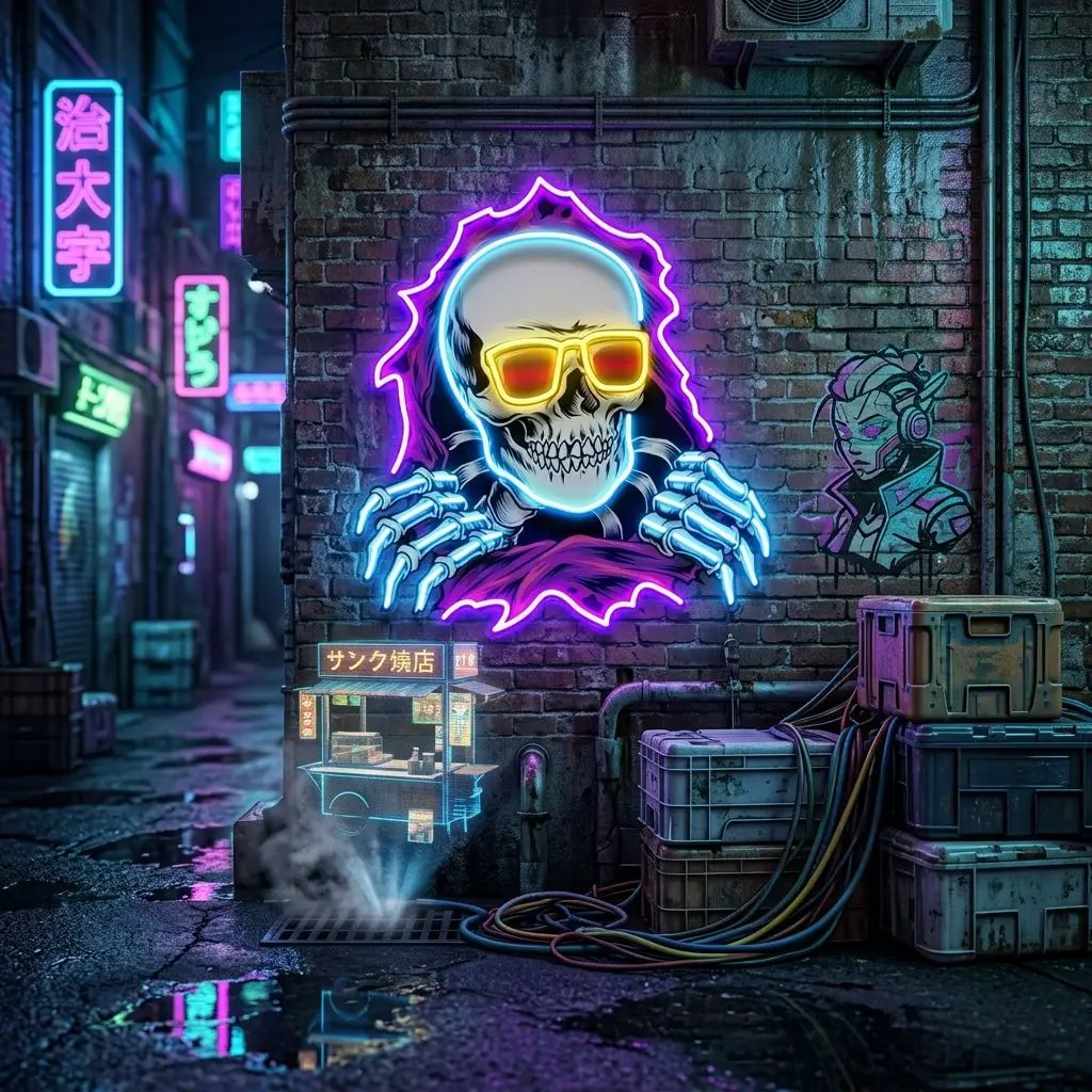 Skull Hole LED Neon Sign Light Pop Art