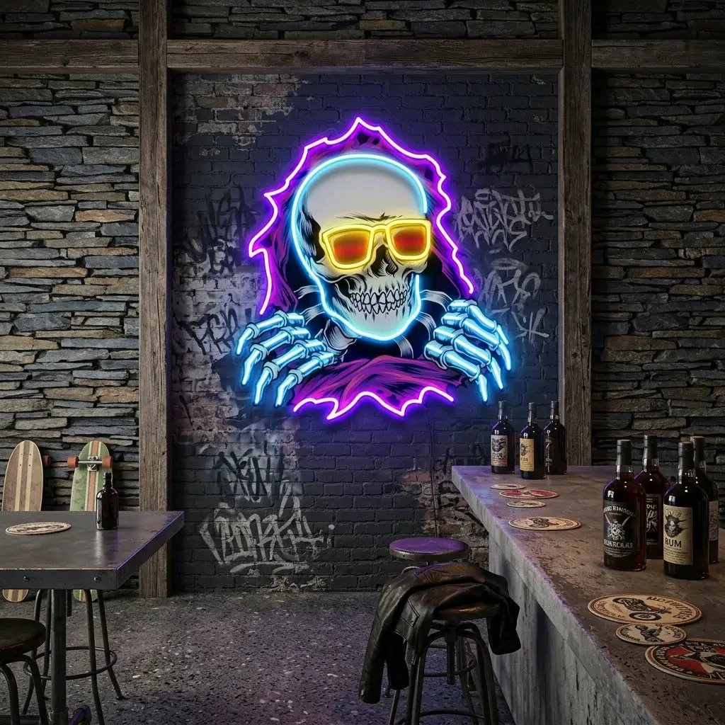 Skull Hole LED Neon Sign Light Pop Art