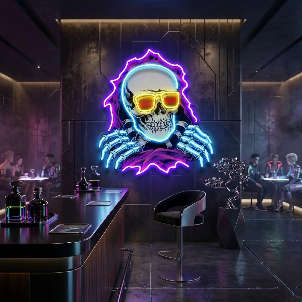Skull Hole LED Neon Sign Light Pop Art