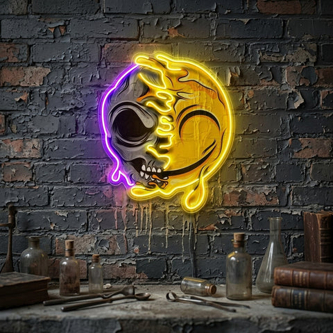 Smile Emoji Skull LED Neon Sign Light Pop Art
