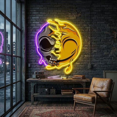 Smile Emoji Skull LED Neon Sign Light Pop Art