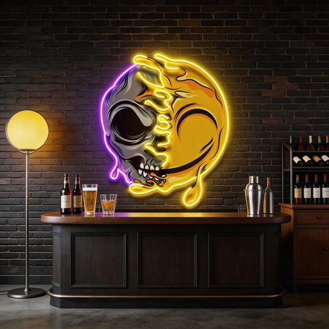 Smile Emoji Skull LED Neon Sign Light Pop Art