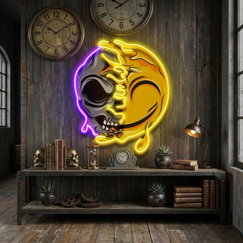 Smile Emoji Skull LED Neon Sign Light Pop Art