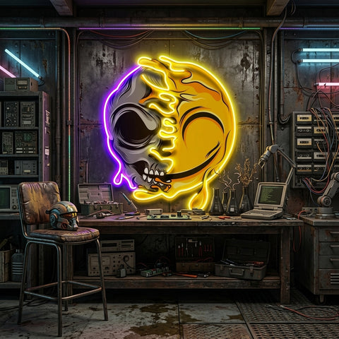 Smile Emoji Skull LED Neon Sign Light Pop Art