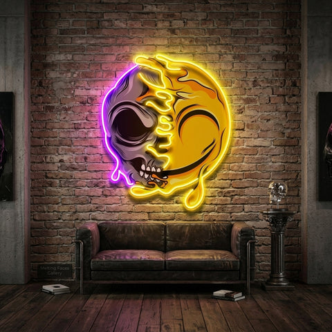 Smile Emoji Skull LED Neon Sign Light Pop Art