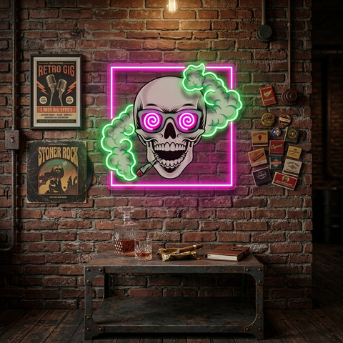 Smoking High Skull LED Neon Sign Light Pop Art