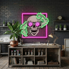 Smoking High Skull LED Neon Sign Light Pop Art