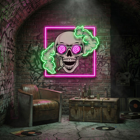Smoking High Skull LED Neon Sign Light Pop Art