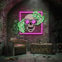 Smoking High Skull LED Neon Sign Light Pop Art