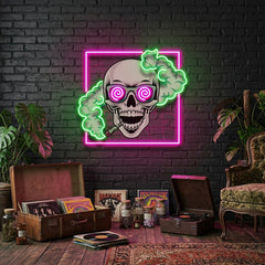 Smoking High Skull LED Neon Sign Light Pop Art