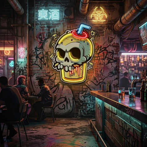 Smoothies Skull LED Neon Sign Light Pop Art