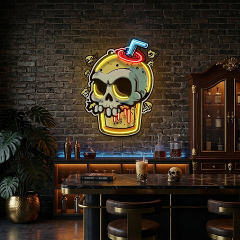Smoothies Skull LED Neon Sign Light Pop Art