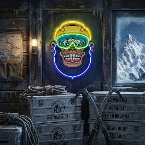 Snowboarder Monkey LED Neon Sign Light Pop Art