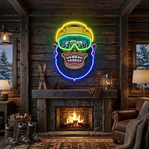 Snowboarder Monkey LED Neon Sign Light Pop Art