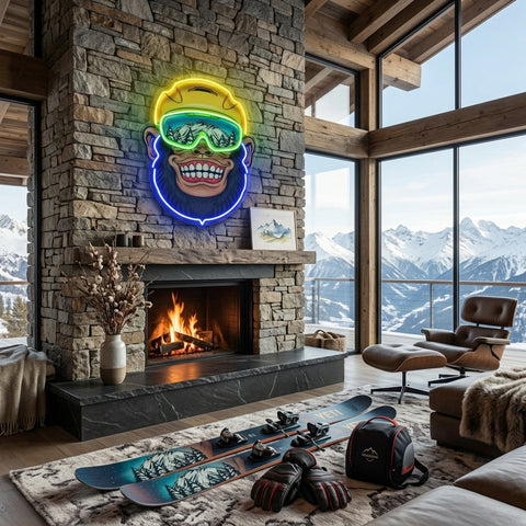 Snowboarder Monkey LED Neon Sign Light Pop Art