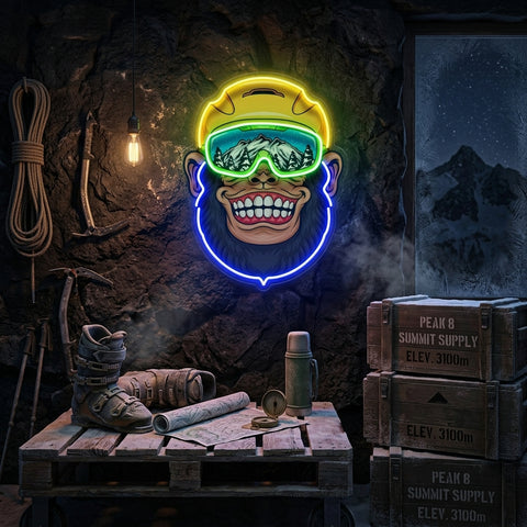 Snowboarder Monkey LED Neon Sign Light Pop Art