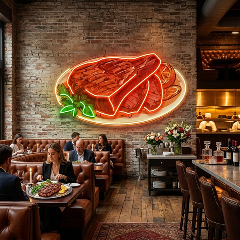 Steak Beef Steak LED Neon Sign Light Pop Art