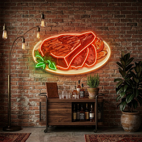 Steak Beef Steak LED Neon Sign Light Pop Art