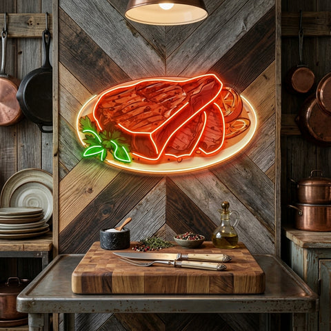 Steak Beef Steak LED Neon Sign Light Pop Art