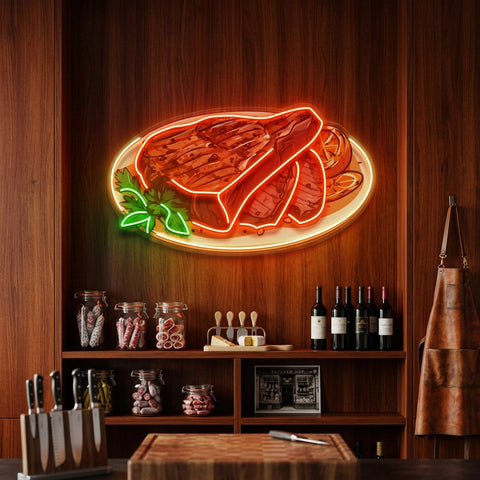Steak Beef Steak LED Neon Sign Light Pop Art