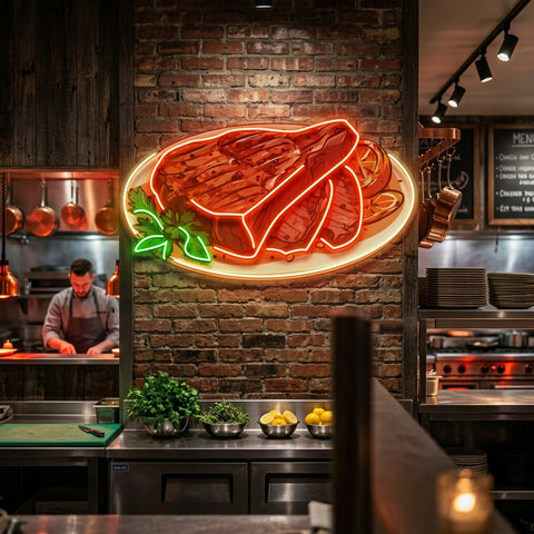 Steak Beef Steak LED Neon Sign Light Pop Art
