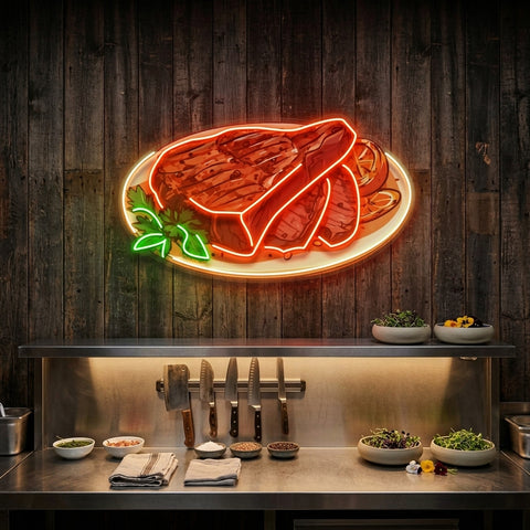 Steak Beef Steak LED Neon Sign Light Pop Art