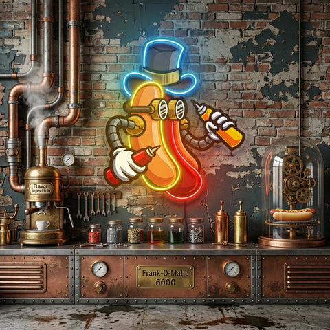 Steampunk Hotdog LED Neon Sign Light Pop Art
