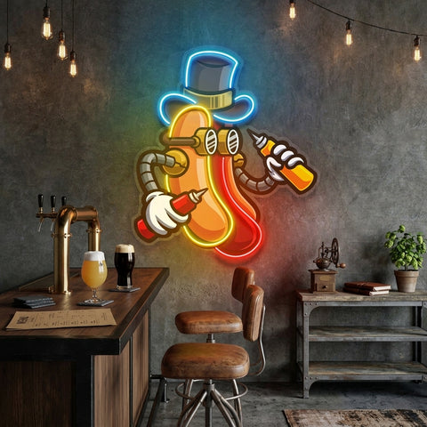 Steampunk Hotdog LED Neon Sign Light Pop Art
