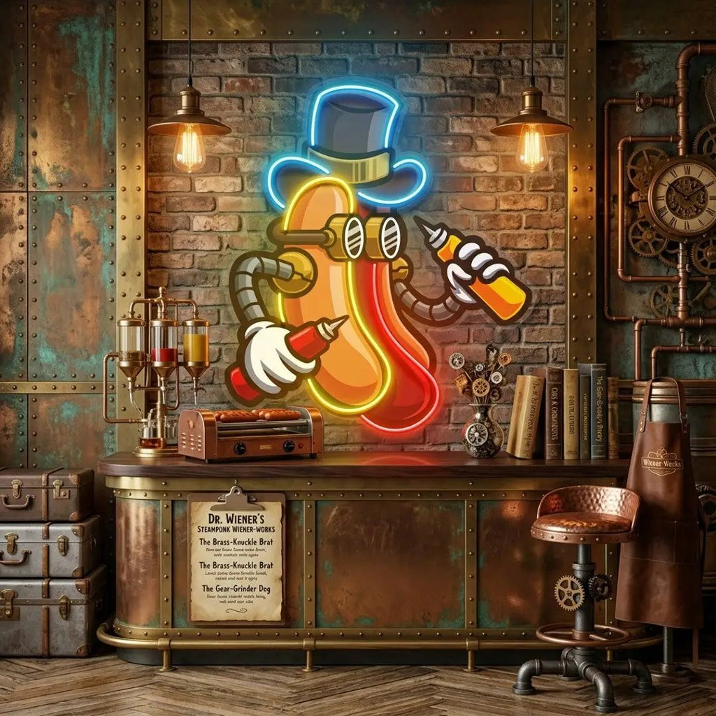 Steampunk Hotdog LED Neon Sign Light Pop Art