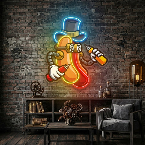Steampunk Hotdog LED Neon Sign Light Pop Art