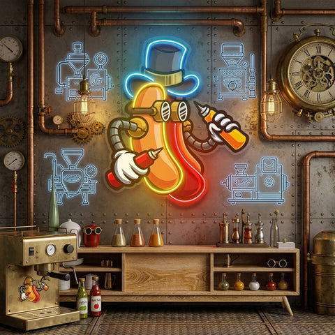 Steampunk Hotdog LED Neon Sign Light Pop Art