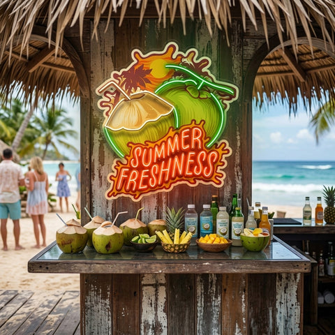Summer Freshness Coconut LED Neon Sign Light Pop Art
