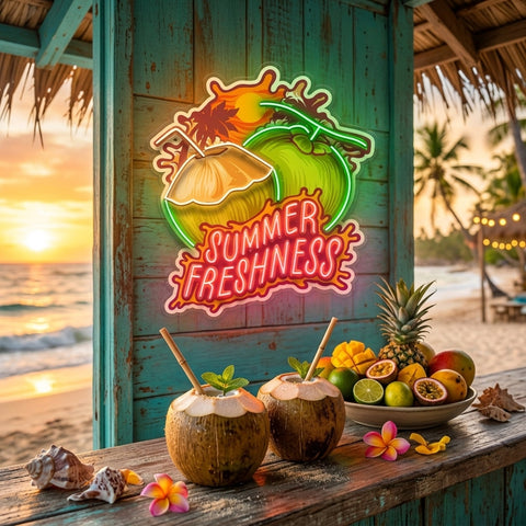Summer Freshness Coconut LED Neon Sign Light Pop Art
