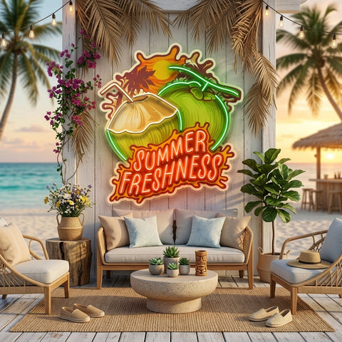 Summer Freshness Coconut LED Neon Sign Light Pop Art