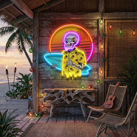 Summer Skull Vibe LED Neon Sign Light Pop Art