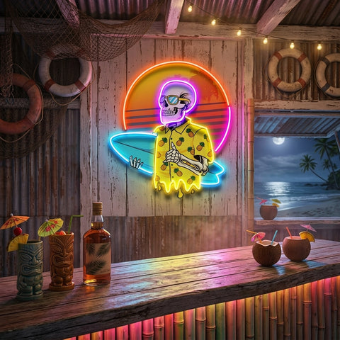 Summer Skull Vibe LED Neon Sign Light Pop Art