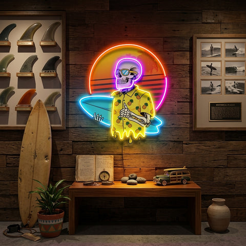Summer Skull Vibe LED Neon Sign Light Pop Art