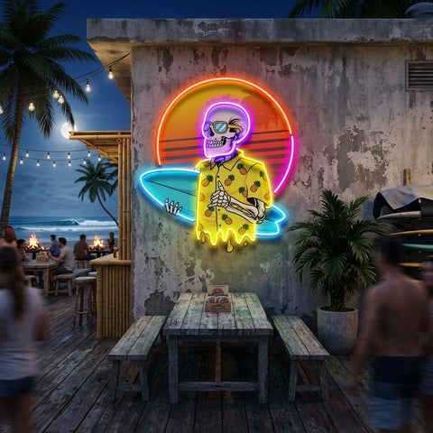 Summer Skull Vibe LED Neon Sign Light Pop Art