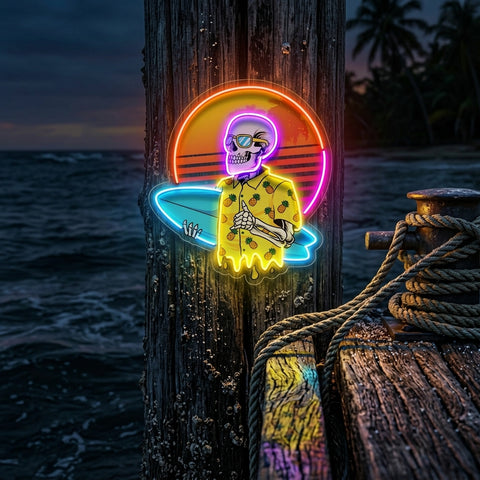 Summer Skull Vibe LED Neon Sign Light Pop Art