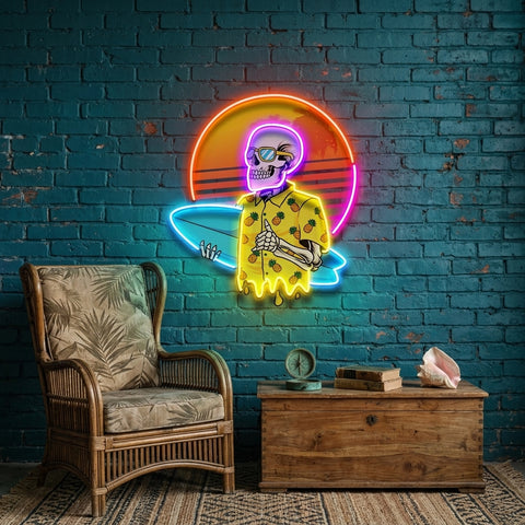 Summer Skull Vibe LED Neon Sign Light Pop Art