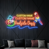 Custom Poolside Oasis Neon Sign Pool Bar Decor Coconut Sign - VN03 - Customneonstudio