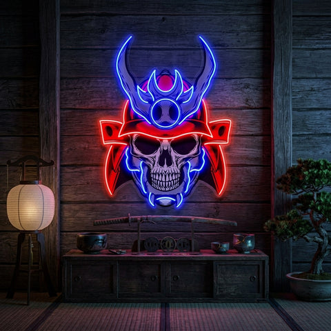 Sumurai Skullcap LED Neon Sign Light Pop Art