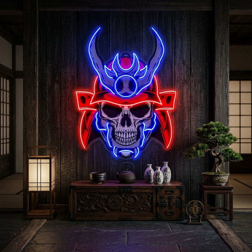 Sumurai Skullcap LED Neon Sign Light Pop Art