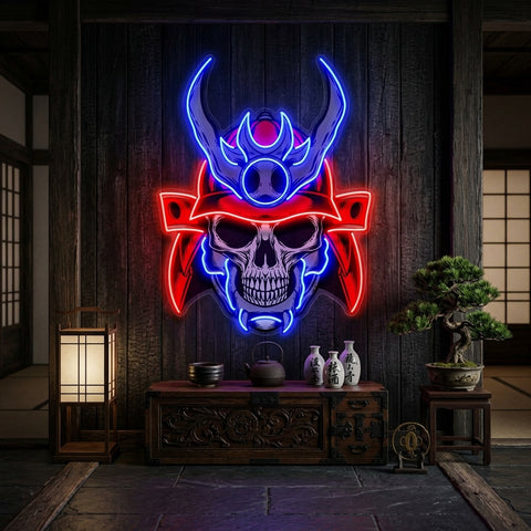 Sumurai Skullcap LED Neon Sign Light Pop Art
