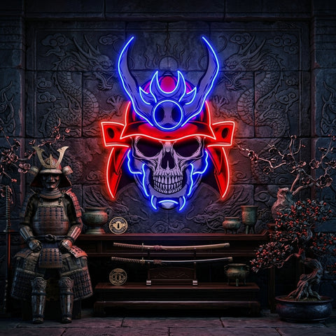 Sumurai Skullcap LED Neon Sign Light Pop Art
