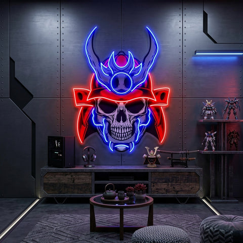 Sumurai Skullcap LED Neon Sign Light Pop Art