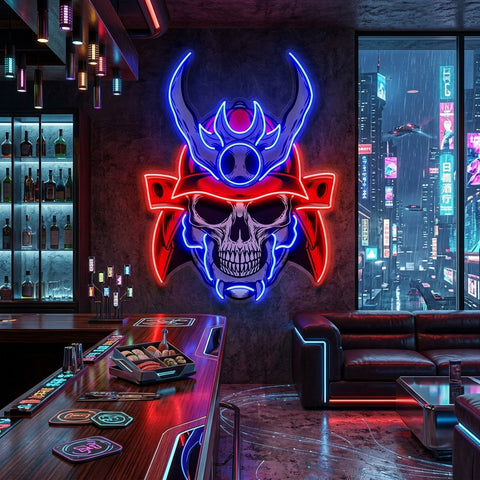 Sumurai Skullcap LED Neon Sign Light Pop Art