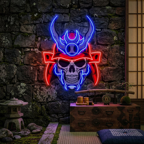 Sumurai Skullcap LED Neon Sign Light Pop Art